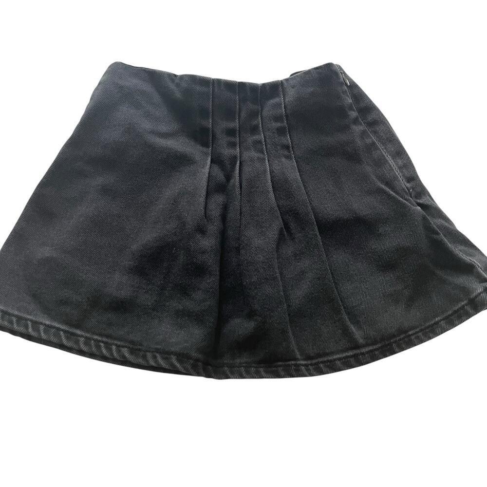 Zara Girls Faded Black Distressed Denim Mini Skirt size 8 Y2K